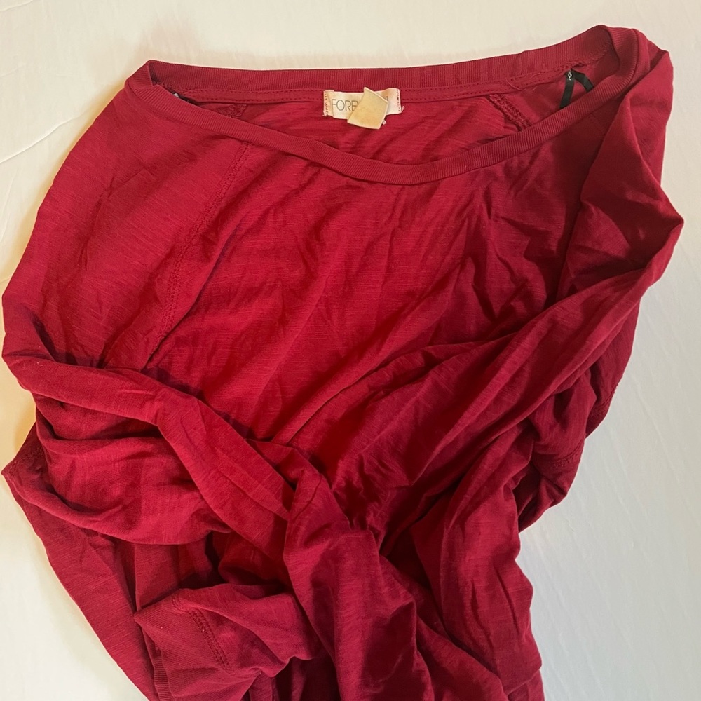 Forever 21 Basic Long Sleeve Cotton Tee Crimson Size L